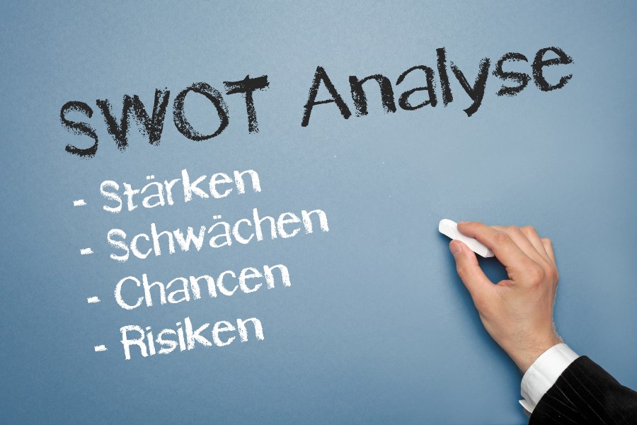 SWOT Analyse, Stenghts, Weaknesses, Opportunities, Risks - Chancen und Risiken eines Unternehmens